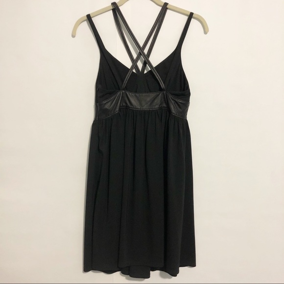 Susana Monaco Black Leather Trim Strappy Dress 4 - Picture 3 of 7